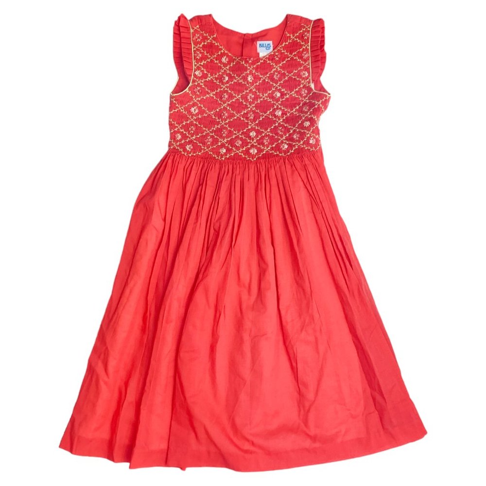 G04-Luli & Me, 8Y, 0/s cotton smock dress, Coral